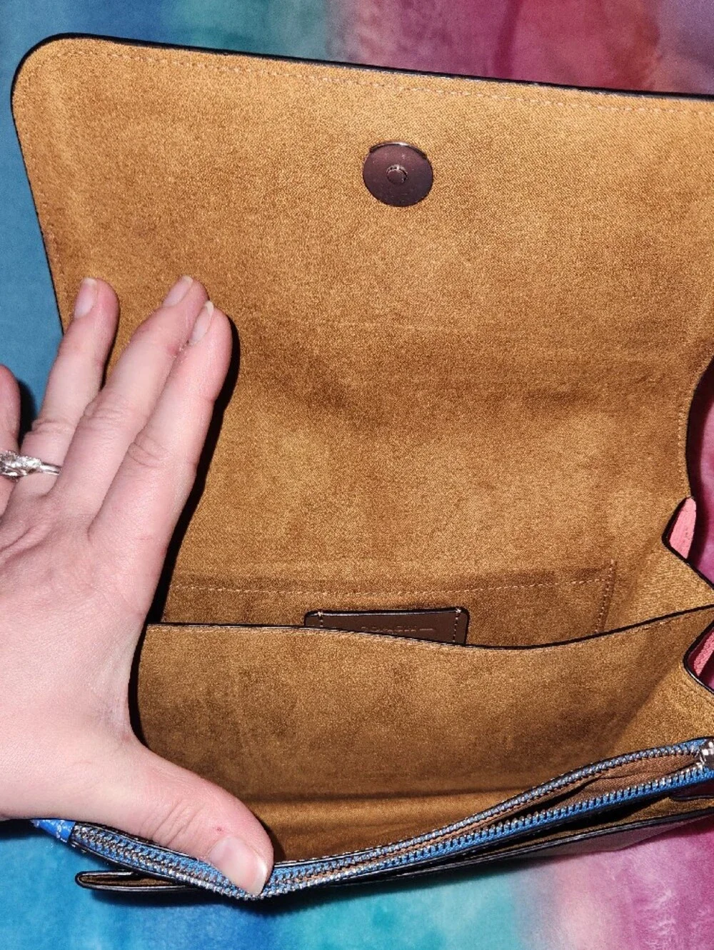 Coach Klare Colorblock Leather Crossbody Bag in Purple, Green & Blue